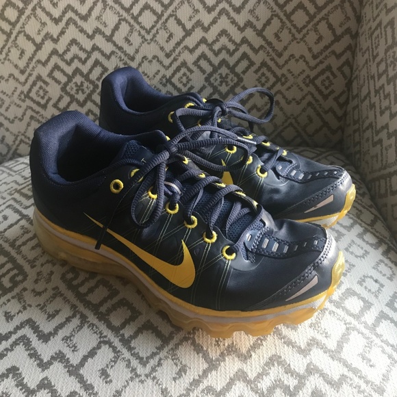 navy blue and yellow air max